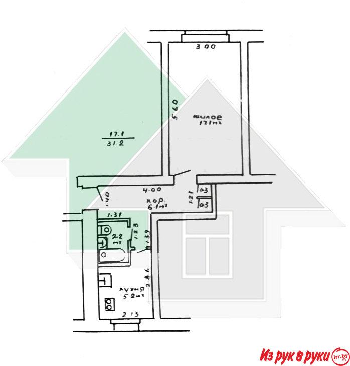 1-комн. квартира, Героев Обороны ул, 2/5, площадь: общая 31.2 кв.м., ж