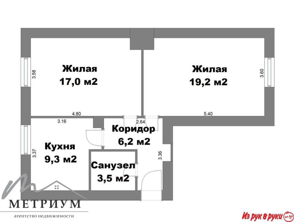 2-комнатная квартира, ул. Парковая, д. 7 в п. Усяж