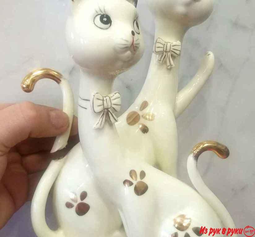 Статуэтка Кот Кошка и Котёнок в Лодке