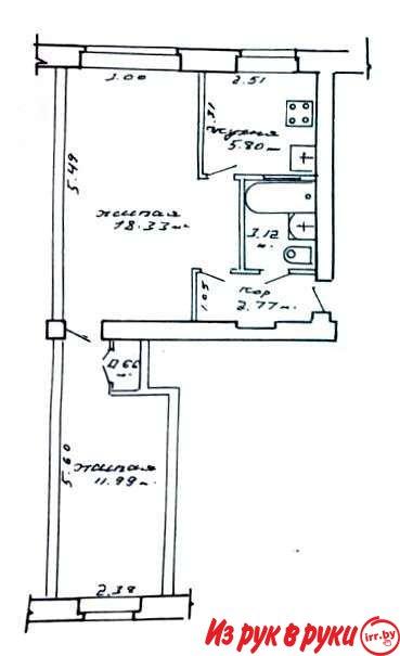 2-комн. квартира, Либкнехта ул, 86/2, 1/4, площадь: общая 42.7 кв.м., 