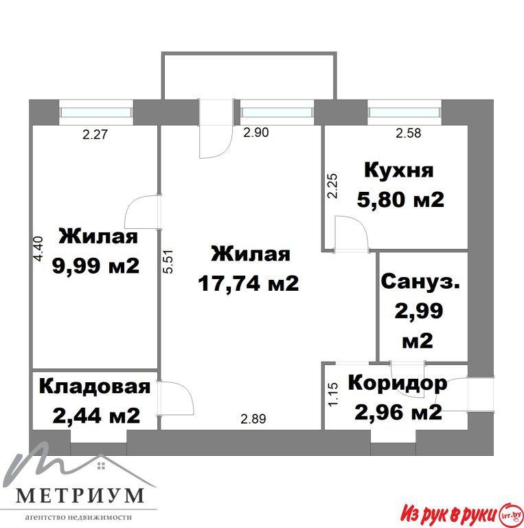 Двухкомнатная квартира с новым ремонтом, металлической дверью, гардеро