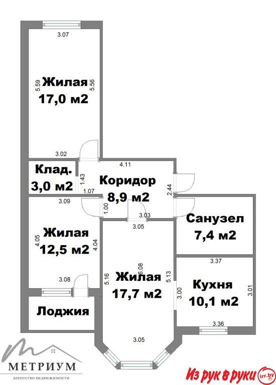 Просторная 3-х комнатная квартира, ул. Александрова, д. 3