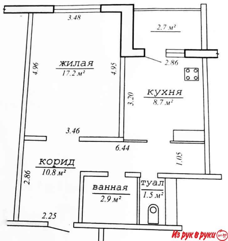 Однокомнатная квартира проспект Клецкова, 43.

В продаже просторная, с