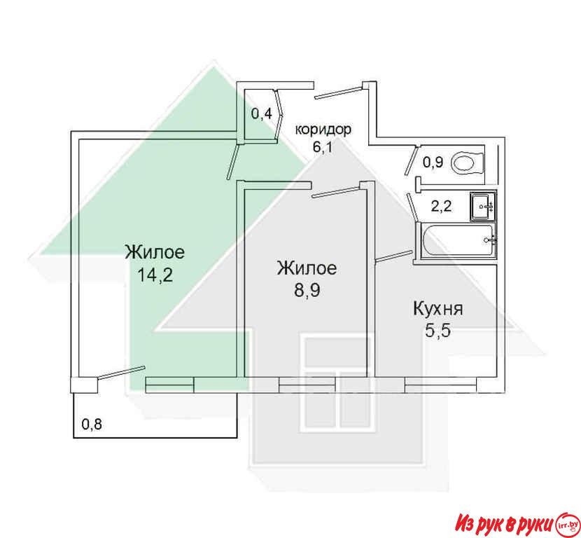 2-комн. квартира, Кривошеина ул, 2/5, площадь: общая 39 кв.м., жилая 2