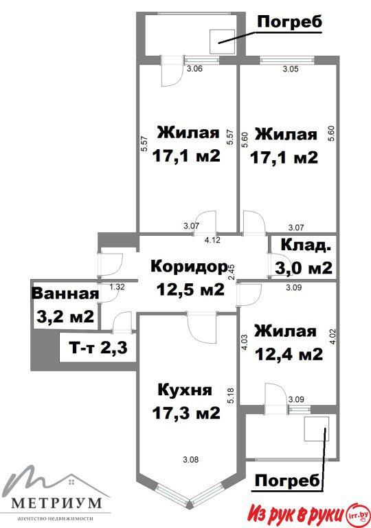 3-комнатная квартира, ул. Каменногорская, д. 20