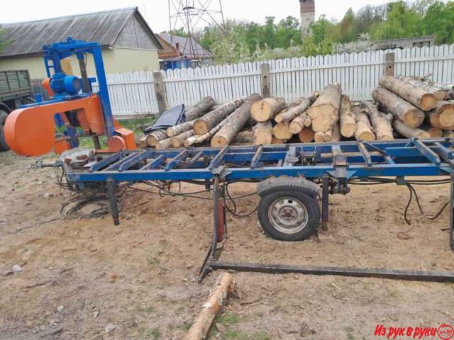 Распиловка леса-кругляка ленточной пилорамой, аналог Wood-Mizer (380V)