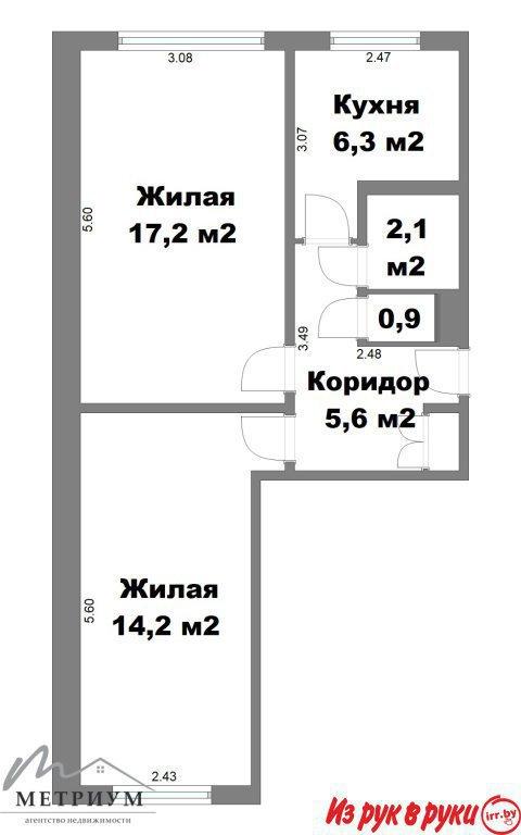 2-комнатная квартира, ул. Надеждинская, д. 1