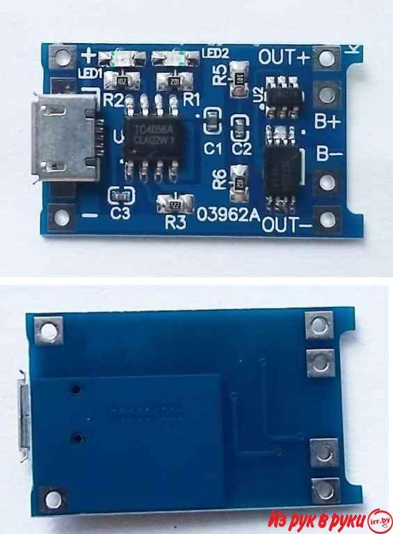 Плата TС4056А для зарядки литиевых аккумуляторов (18650)

Входное напр