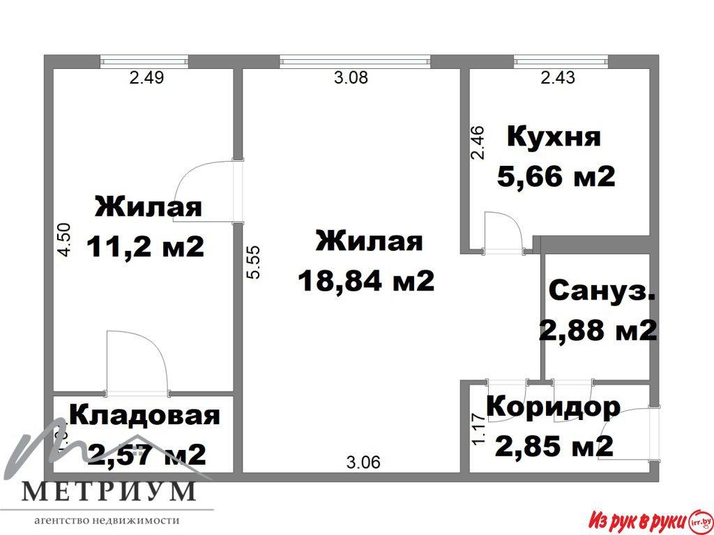 2-х комнатная светлая квартира, ул. Искалиева, 10