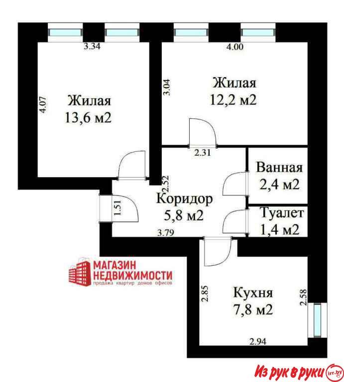 В продаже 2-комнатная квартира в историческом центре Гродно на ул. Кар