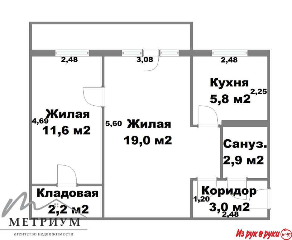 2-комнатная квартира, Логойский тракт 34/1