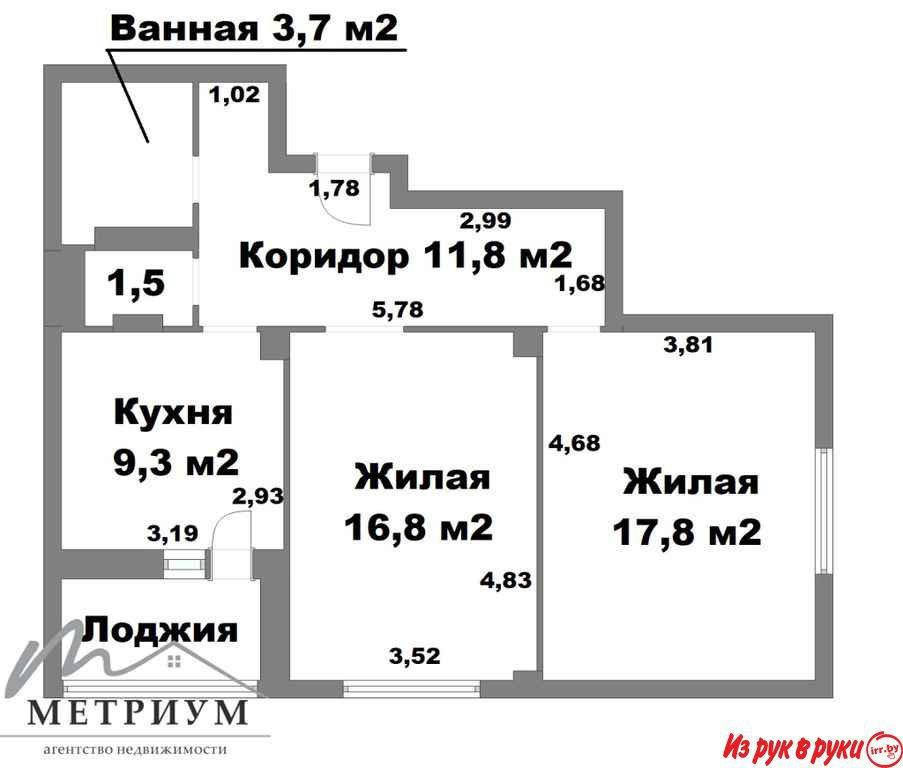 2-комнатная квартира, пер. Калининградский, д. 21