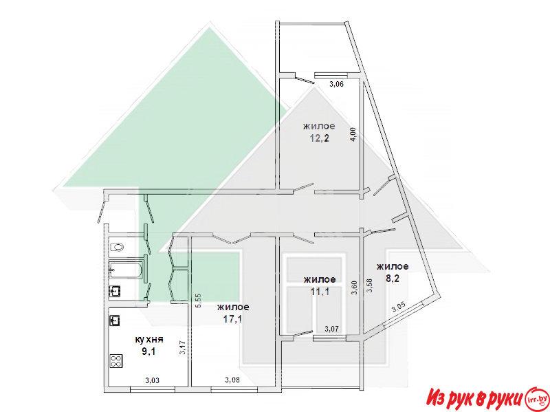 4-комн. квартира, Дубровская ул, 4/5, площадь: общая 85.8 кв.м., жилая