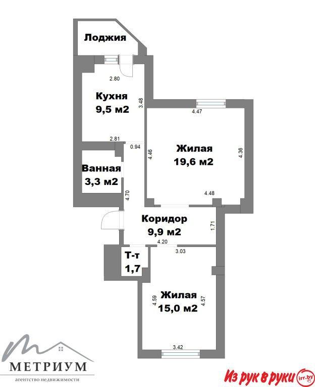 Просторная 2-комнатная квартира, Нёманская 45, возле метро «Каменная г