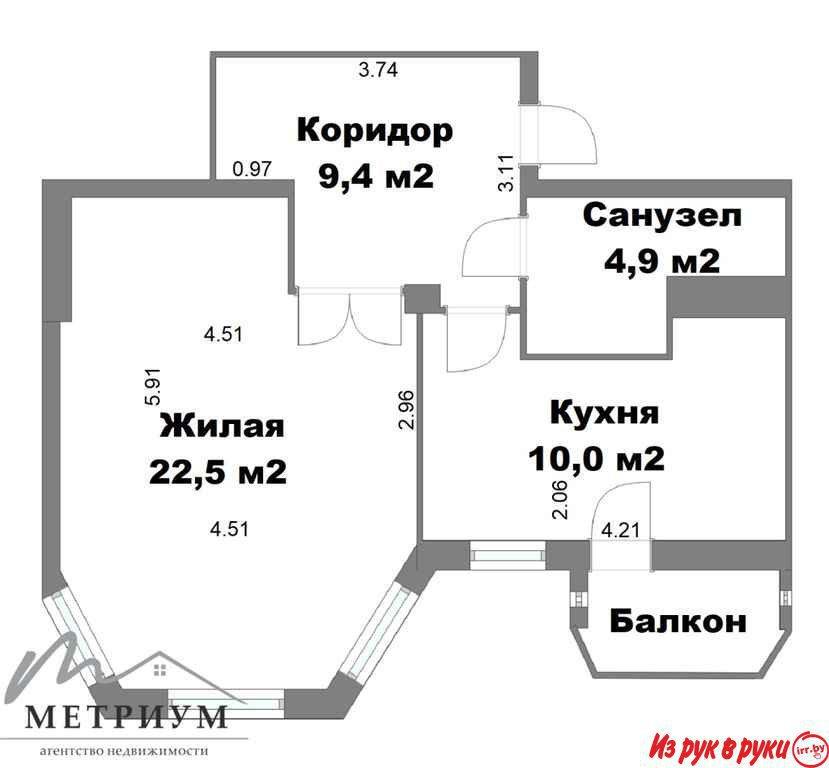 1-комнатная светлая квартира, ул. Гошкевича, 20, Лошица