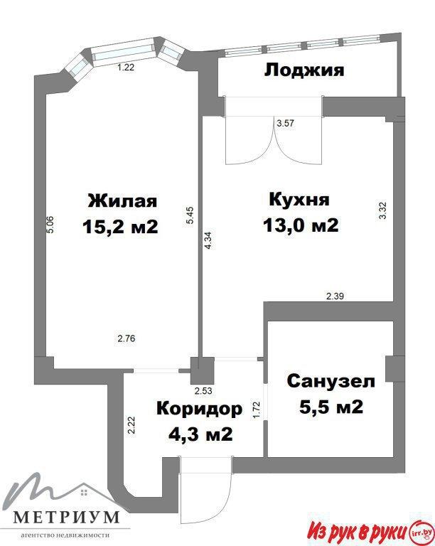 1-комнатная светлая квартира, пр-т Дзержинского, 23. Метро Грушевка