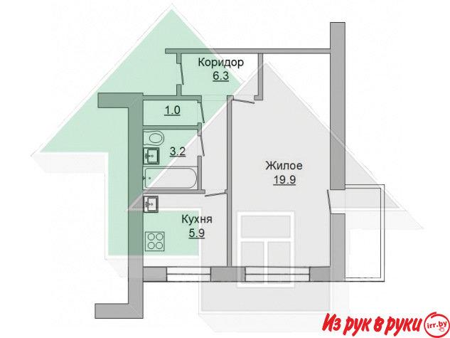 1-комн. квартира, Кирова ул, 9/9, площадь: общая 37.8 кв.м., жилая 19.