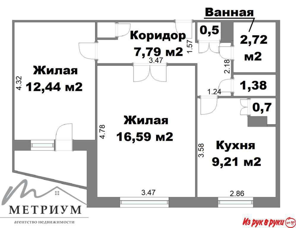 2-х комнатная квартира, Микрорайон 17, д. 39 в Жлобине