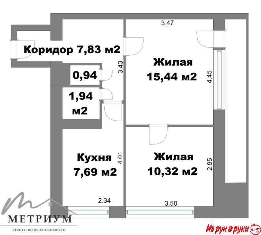 2-комнатная квартира, ул. Полевая, д. 32 на берегу реки Свислочь