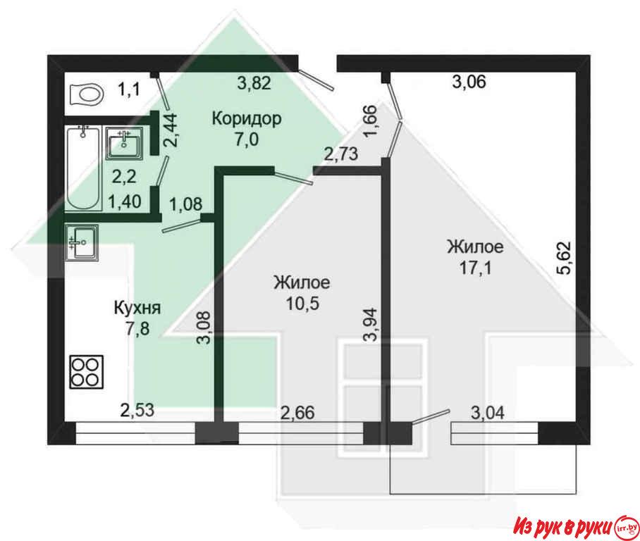 2-комн. квартира, Мицкевича ул, 5/5, площадь: общая 47.9 кв.м., жилая 