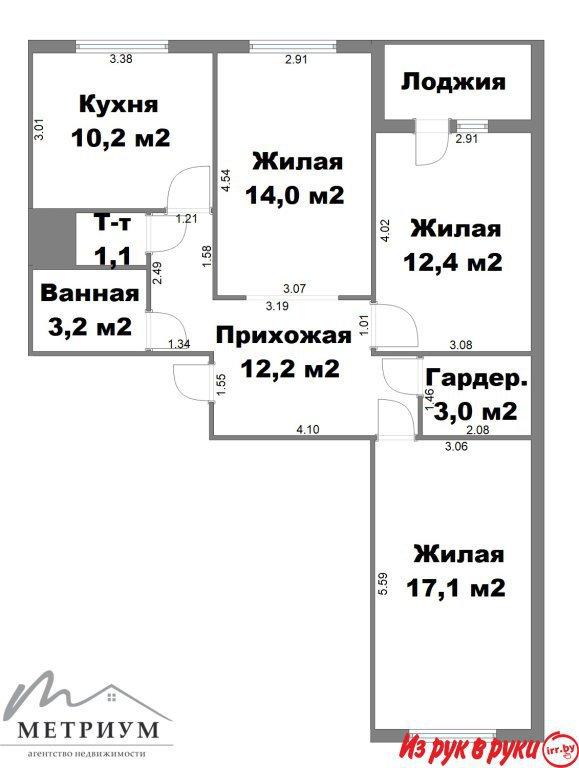 3-х комнатная квартира по ул. Гавриила Тихова, д.2 в г. Смолевичи