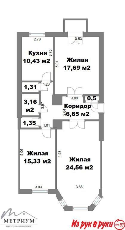 3-комнатная квартира, ул. Ульяновская, д. 32