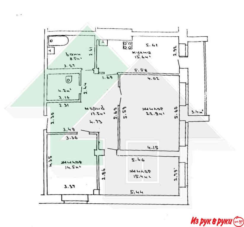 3-комн. квартира, Рябцева ул, 4/4, площадь: общая 98.6 кв.м., жилая 52