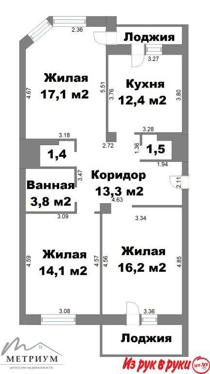 3-комнатная квартира, ул. Подгорная, д. 23Г