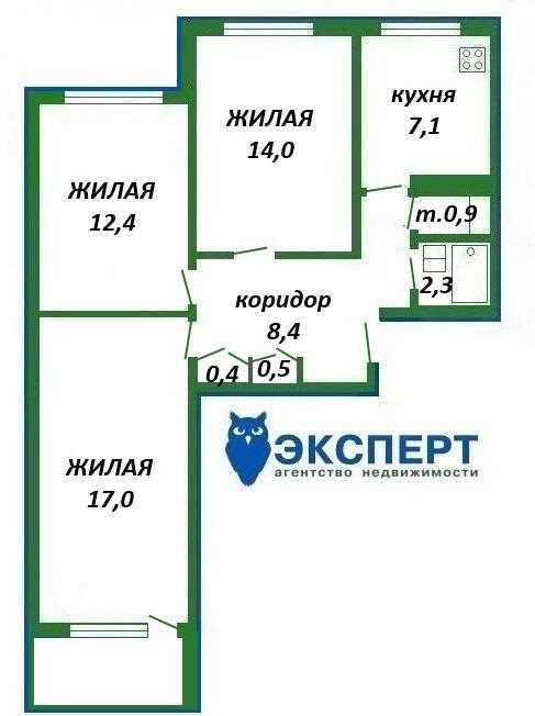 Хороший вариант 3-х комнатной квартиры в Малиновке