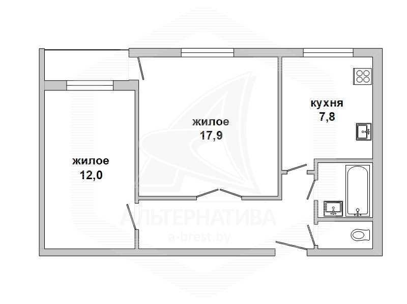 Продажа двухкомнатной квартиры в Бресте, ул. Киевская