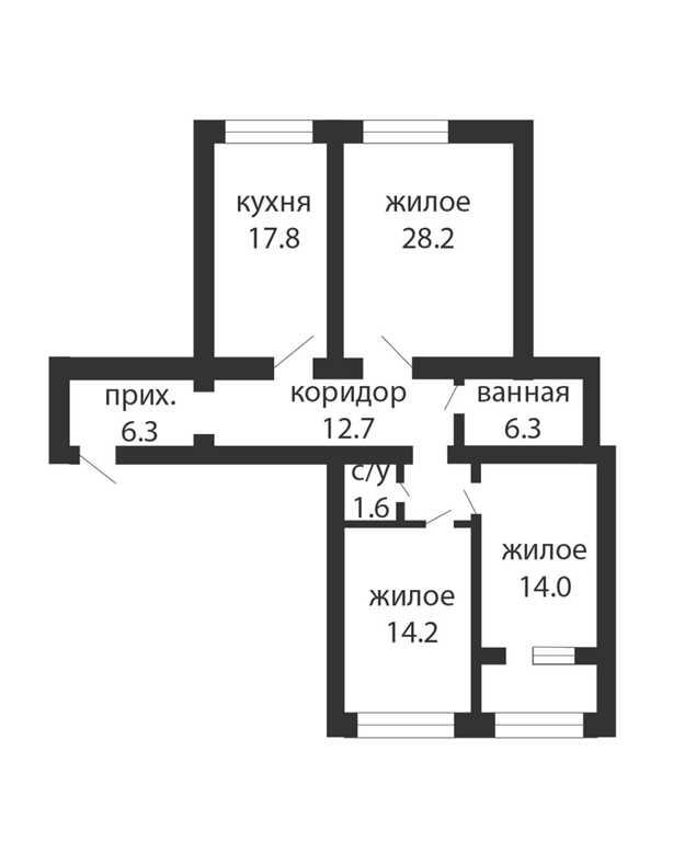 ПРОСТОРНАЯ 3-КОМНАТНАЯ КВАРТИРА В МКР. КОВАЛЕВО