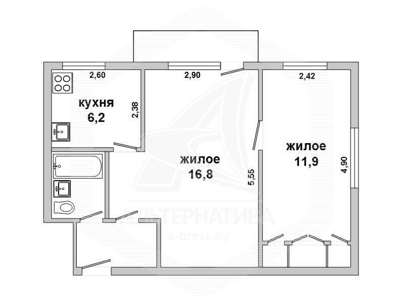 Продажа двухкомнатной квартиры в Малоритском районе, г. Малорита