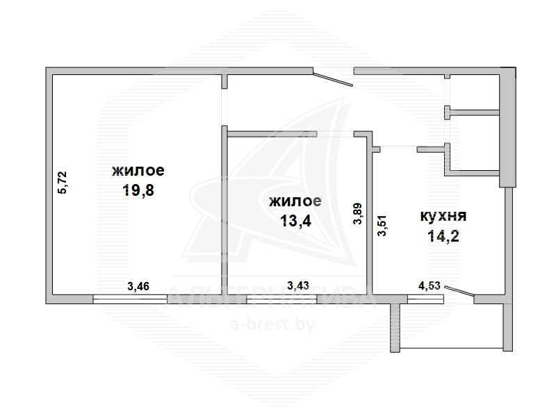 Продажа двухкомнатной квартиры в Бресте, ул. Лейтенанта Рябцева