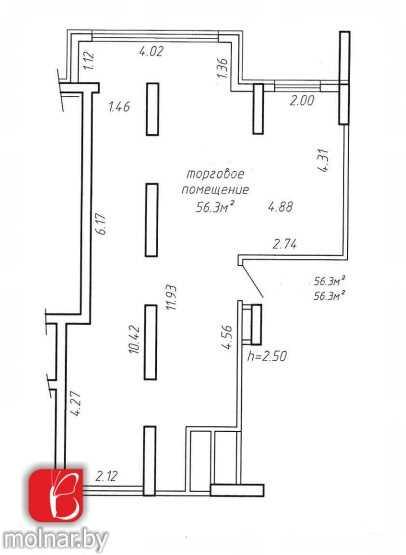 Продажа торгового помещения в ЖК "Маяк Минска" 56.3м2