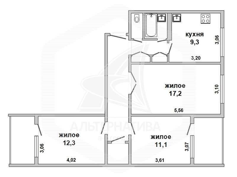 Продажа трехкомнатной квартиры в Бресте, ул. Дубровская