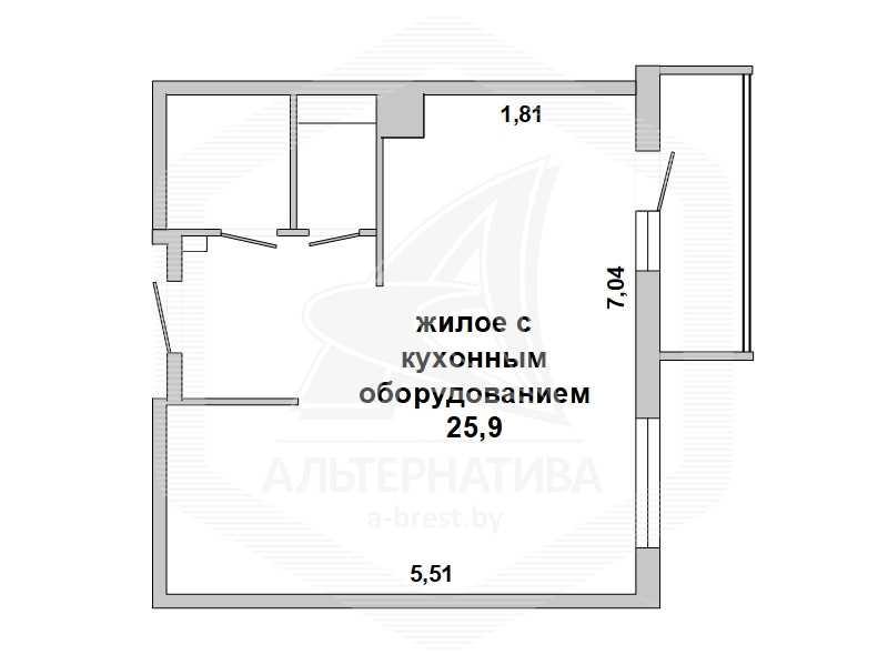 Продажа однокомнатной квартиры в Бресте, ул. Лейтенанта Рябцева