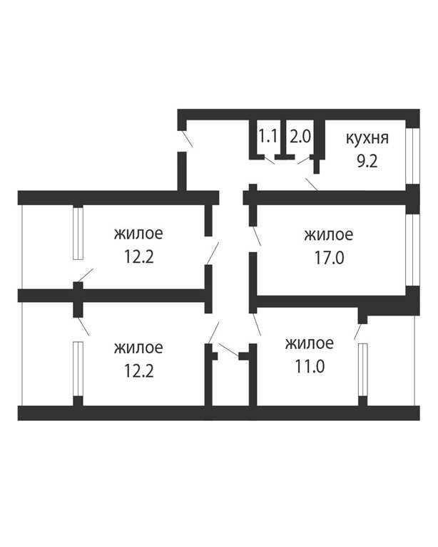 Просторная 4-комнатная квартира в мкр. Вулька