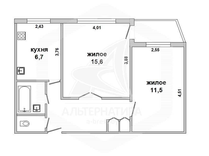 Продажа двухкомнатной квартиры в Каменецком районе, д. Оберовщина