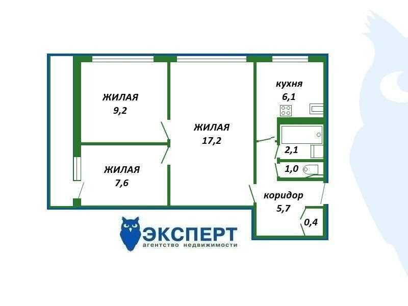 Уютная трёхкомнатная квартира.