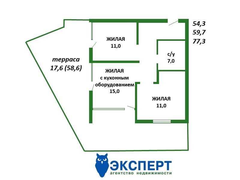 Продается 3-х комнатная квартира с террасой в ЖК «Парк Челюскинцев»