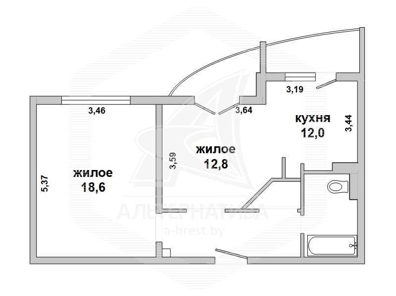 Продажа двухкомнатной квартиры в Бресте, пер. Заводской 3-й