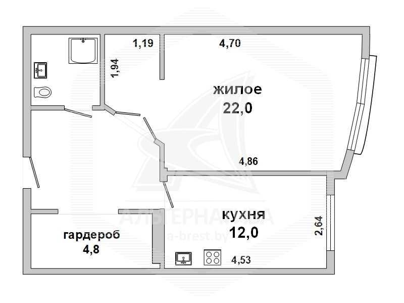 Продажа однокомнатной квартиры в Бресте, ул. Октябрьской Революции