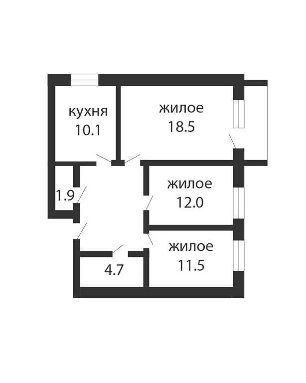 3-комнатная квартира в мкр. Киевка