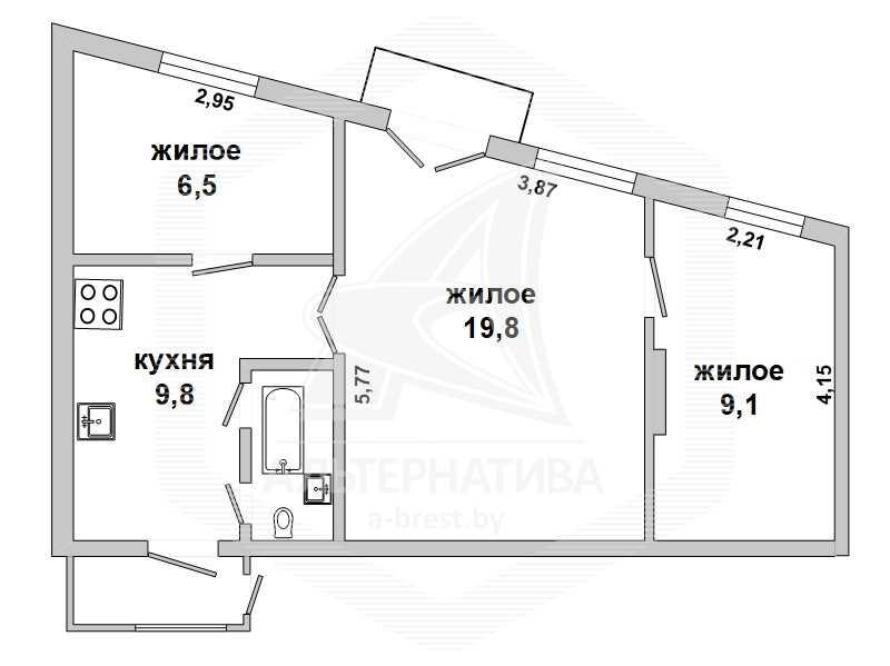 Продажа трехкомнатной квартиры в Бресте, ул. Советская