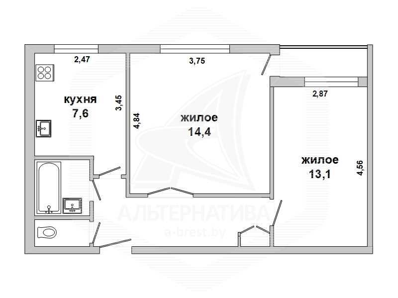 Продажа двухкомнатной квартиры в Малоритском районе, г. Малорита