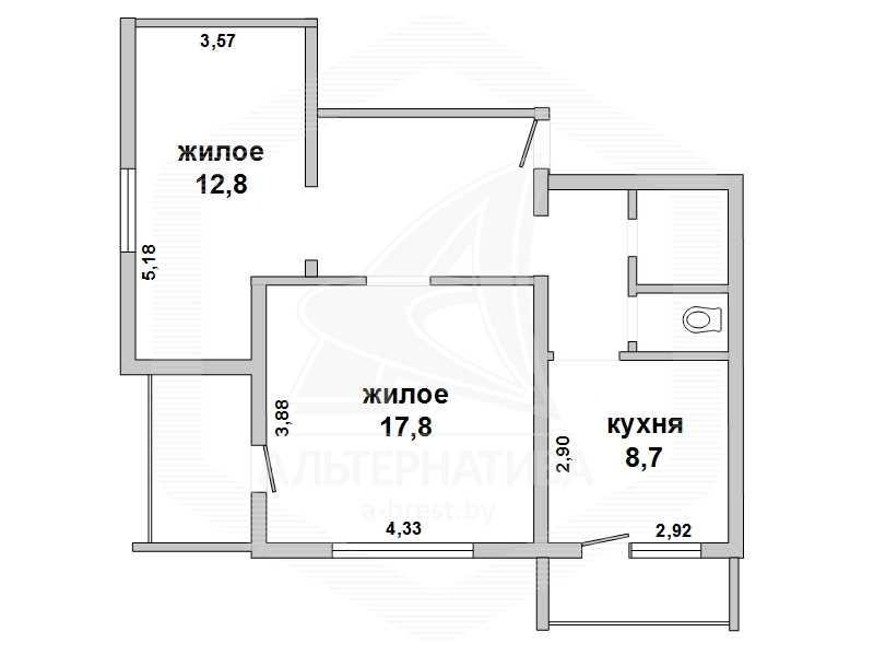 Продажа двухкомнатной квартиры в Бресте, ул. Кирова