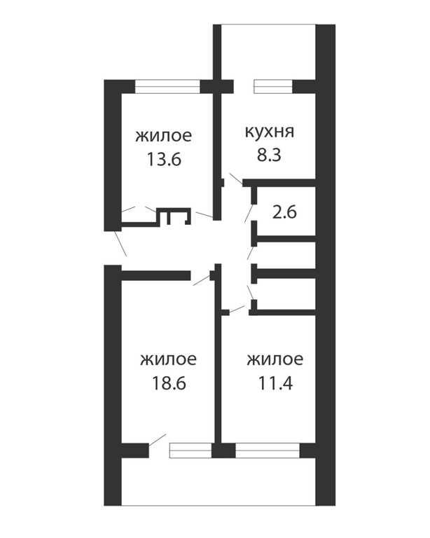 3-КОМНАТНАЯ КВАРТИРА В ТИХОМ РАЙОНЕ