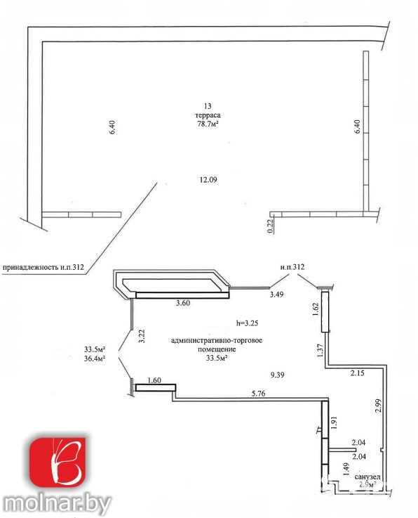 Продажа торгового помещения в Минск Мире 115м2.