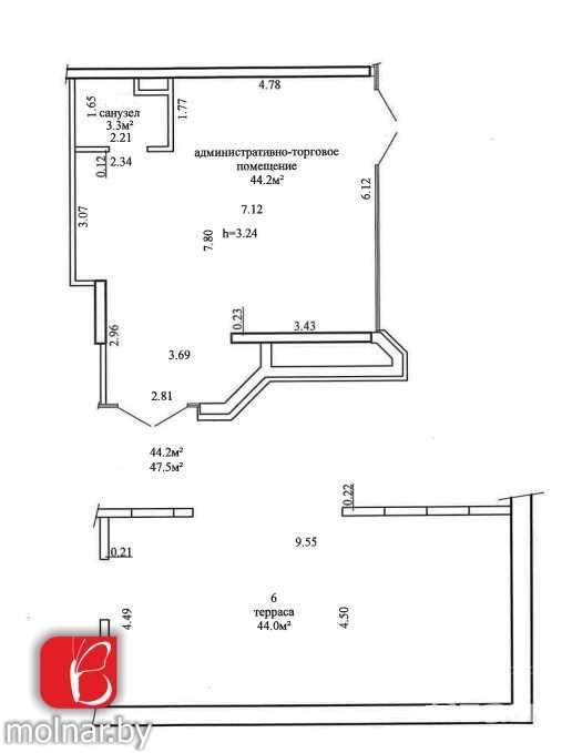 Продажа торгового помещения в Минск Мире 91м2.