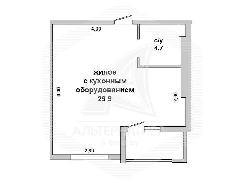 1-комнатная квартира для перевода в нежилой фонд в Бресте в собственно